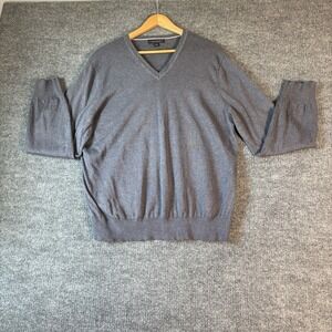 Banana Republic Sweater Men's XL Gray Silk Cashmere V-Neck